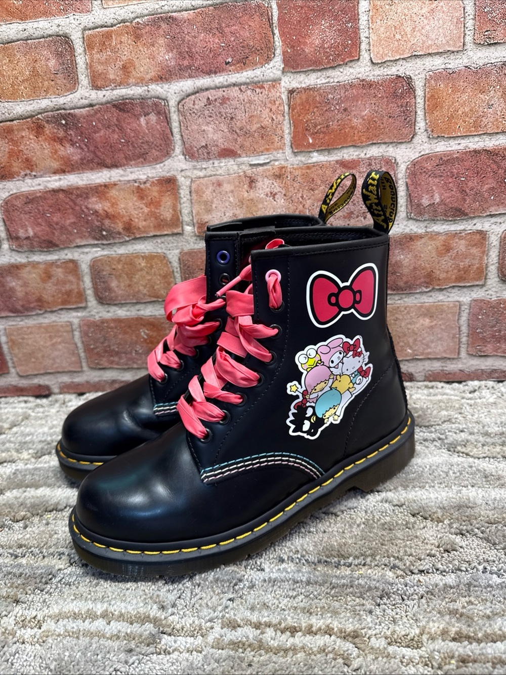 Dr Martens HELLO KITTY 1460 Boots, Size 8 US Womens, Black, HK F